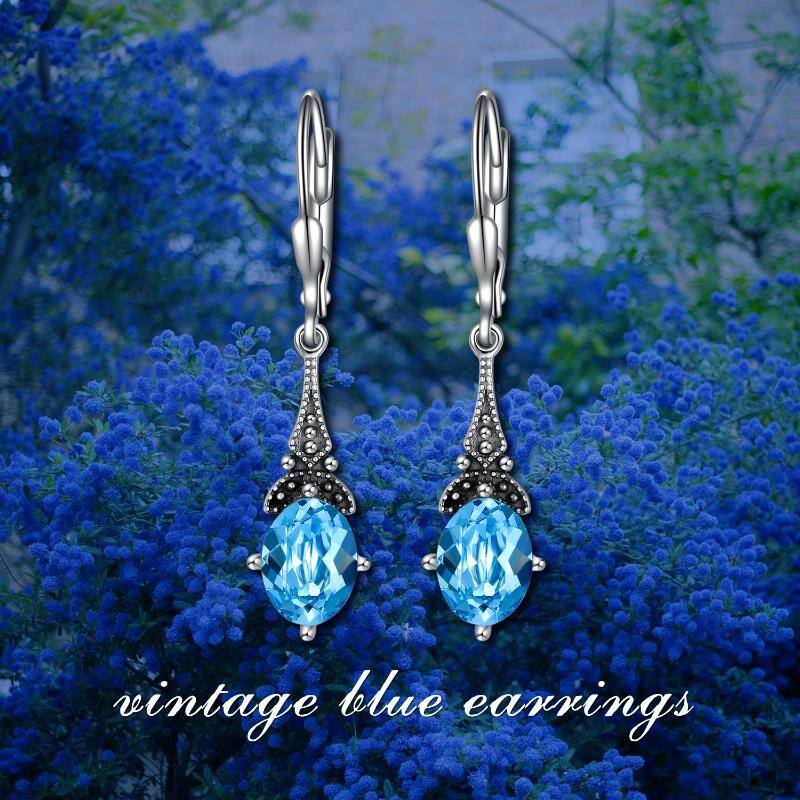 Leverback Drop Earrings Sterling Silver Retro Vintage Earrings With Oval Crystal Birthstone Earrings Gifts For Women Girls