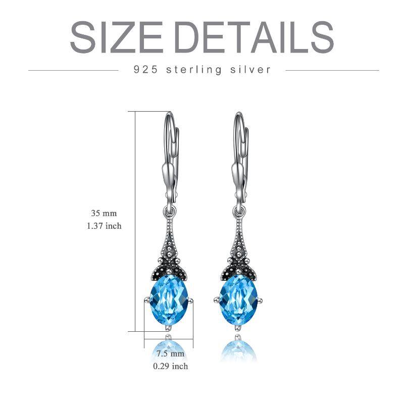 Leverback Drop Earrings Sterling Silver Retro Vintage Earrings With Oval Crystal Birthstone Earrings Gifts For Women Girls