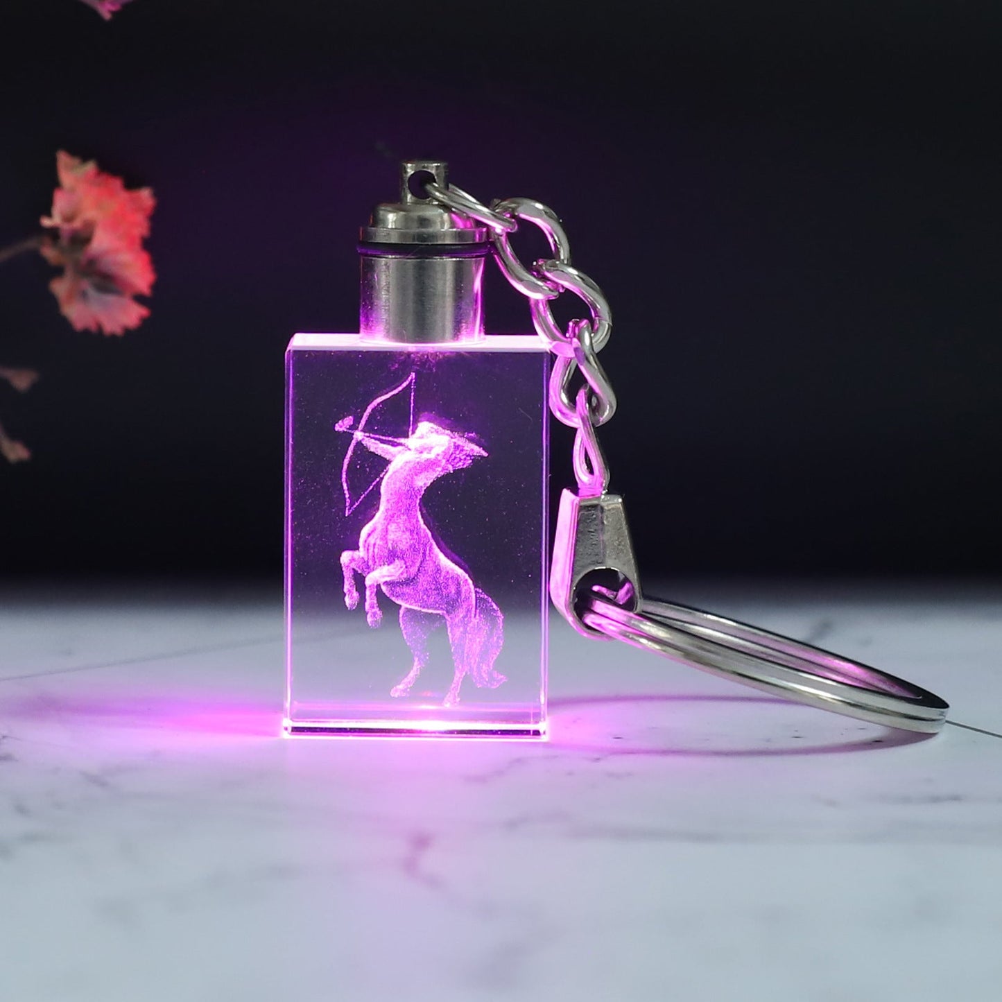 Custom Crystle Kyechain Colorful Lamp Logo Words or Photo
