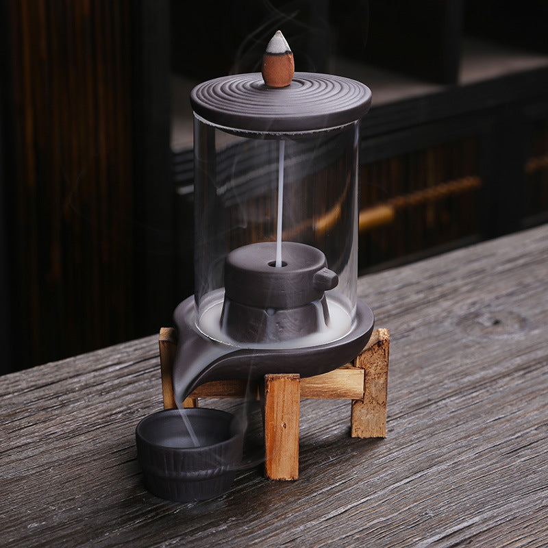 Handmade Ceramic Incense Burner Smoke Waterfall Backflow Incense Burner Living Room Decor Incense Holder Feng Shui Decoration