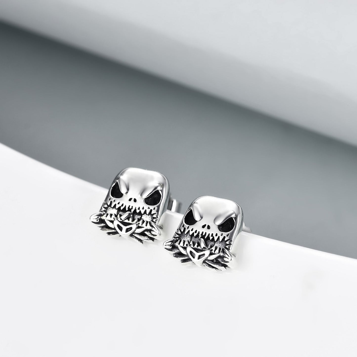 Skull Jack Skellington Sterling Silver Stud Earring For Men Women Gift Jewelry