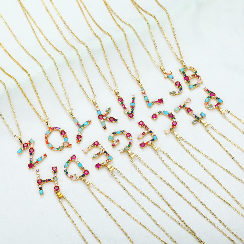 GEMSTONE LETTER NECKLACE