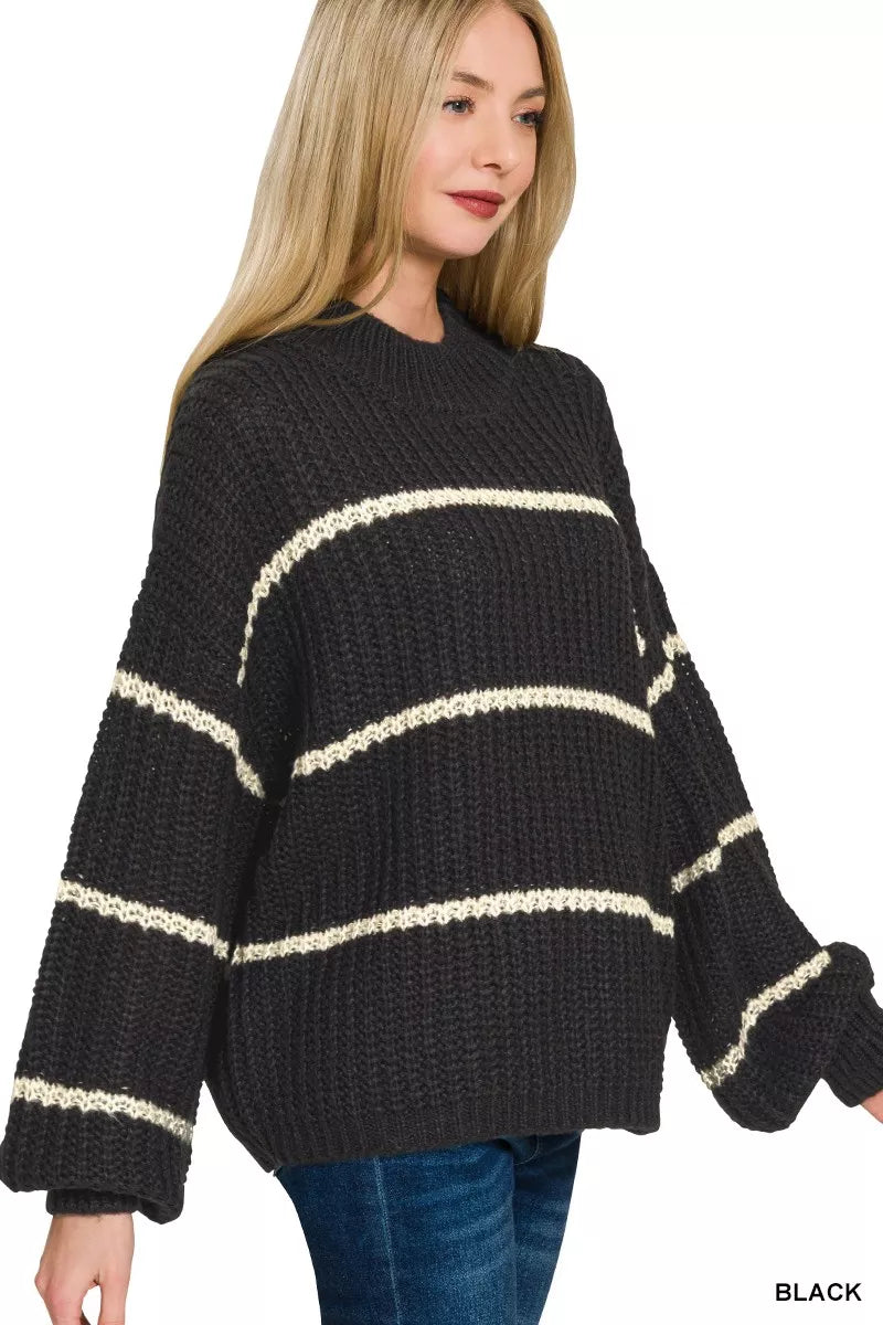 Zenana Oversize Striped Sweater