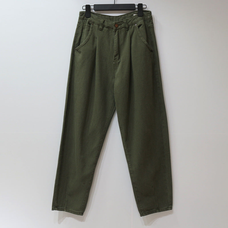 High waist harem denim trousers