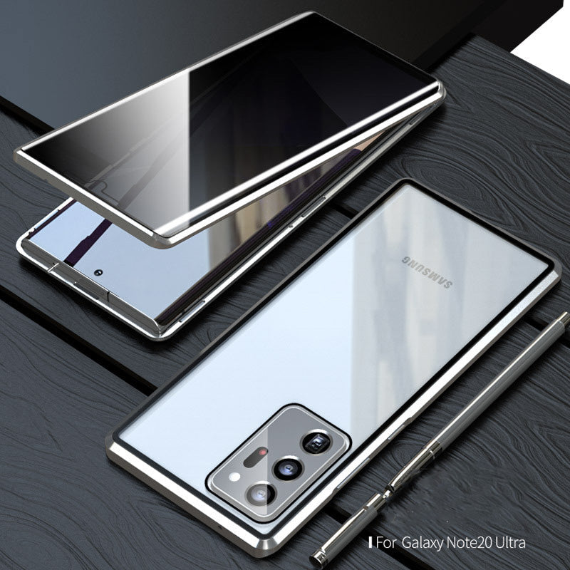 For Samsung Note20U Anti Peeping Privacy Glass Case Protect Phone Case S21Ultra Magnetic S21 Metal Cover