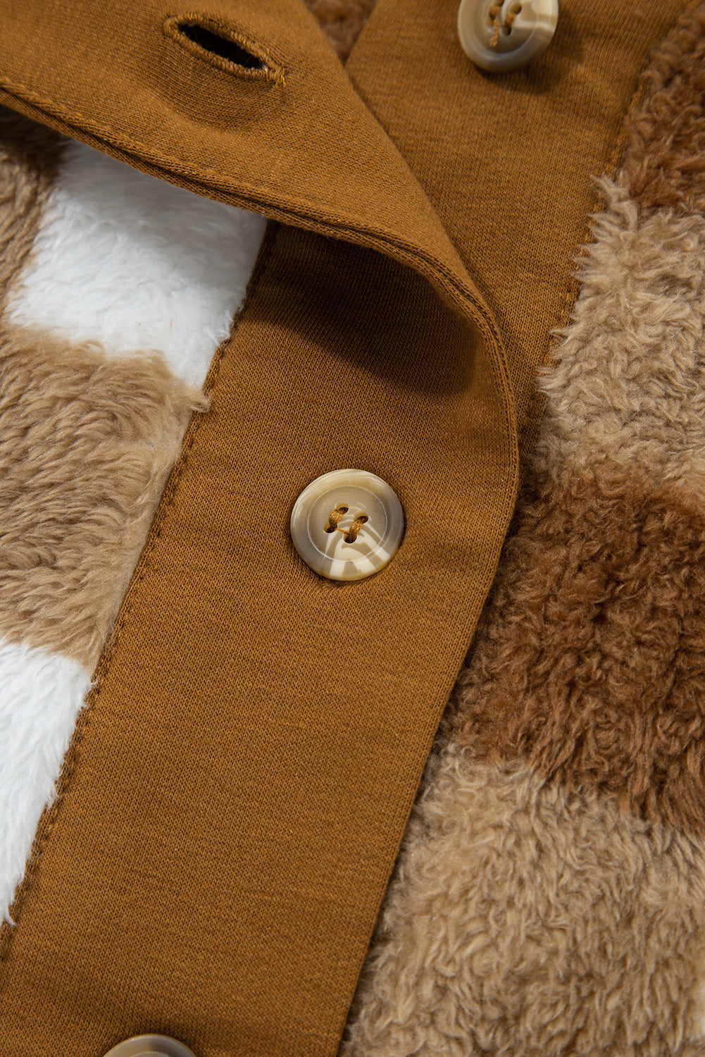 Checker Sherpa Button-Up Pocketed Cardigan