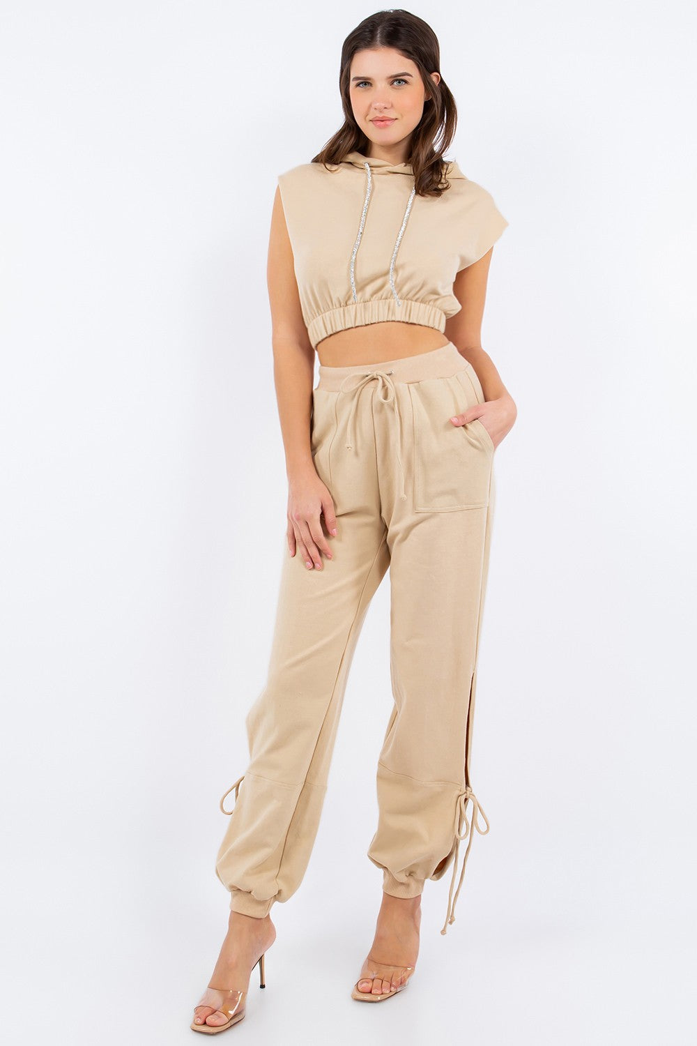 Rhinestone Hoodie With Pant