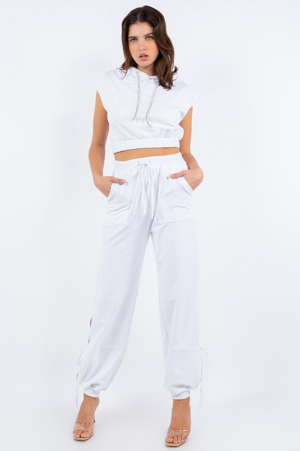 Rhinestone Hoodie With Pant