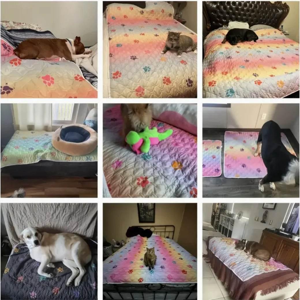Waterproof Reversible Rainbow Pet Bed Cover
