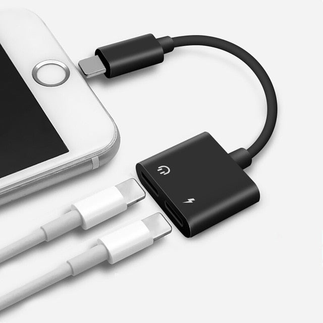 udio Adapter Charger Cable For iPhone X 8 Dual Headphone Aux cable for Lightning Converter For iPhone 10 Charging Splitter