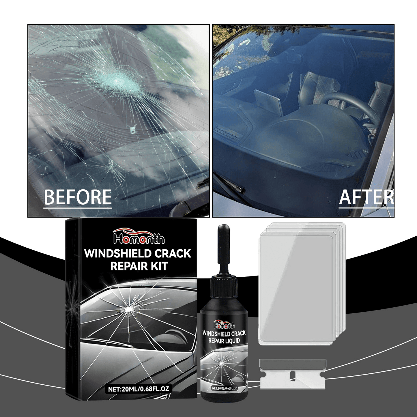 Windshield Crack Repair UV Adhesive Solution