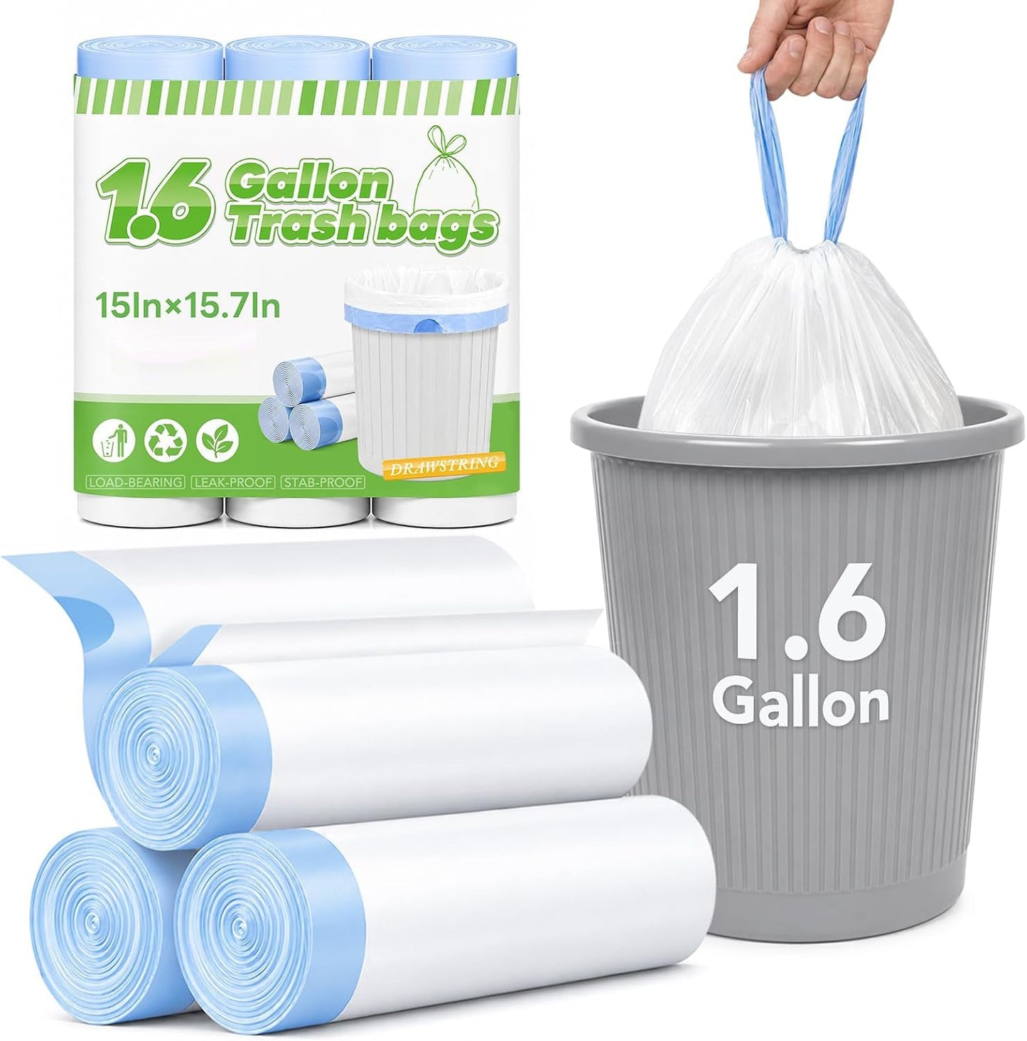 1.6 Gallon Trash Bags 1800 Count 0.4Mil With  Drawstring Wholesale