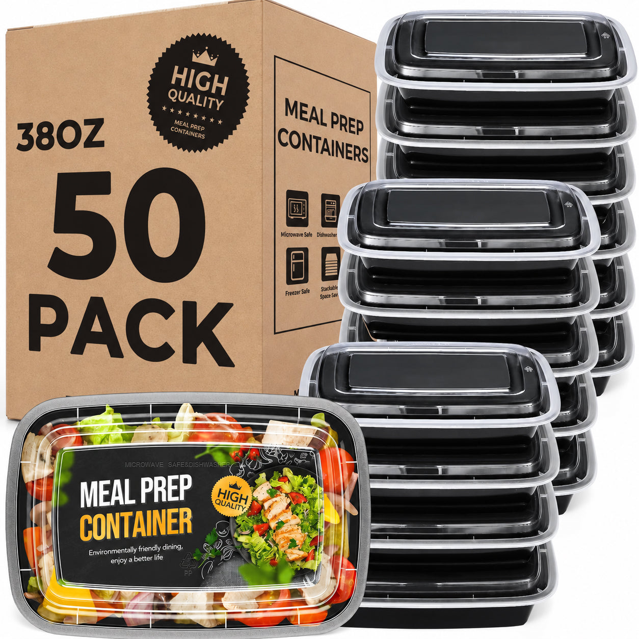 50 Pack 38OZ Meal Prep Containers Wholesale