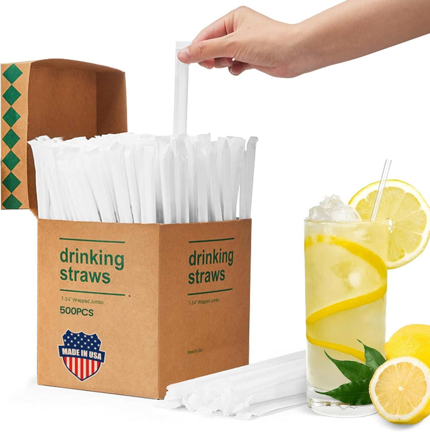 10.2"X0.23” dividually Wrapped Clear Plastic Straws 3000PCS
