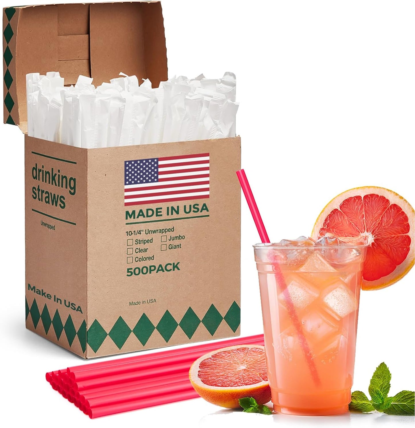 10.2"X0.23” dividually Wrapped Clear Plastic Straws 3000PCS