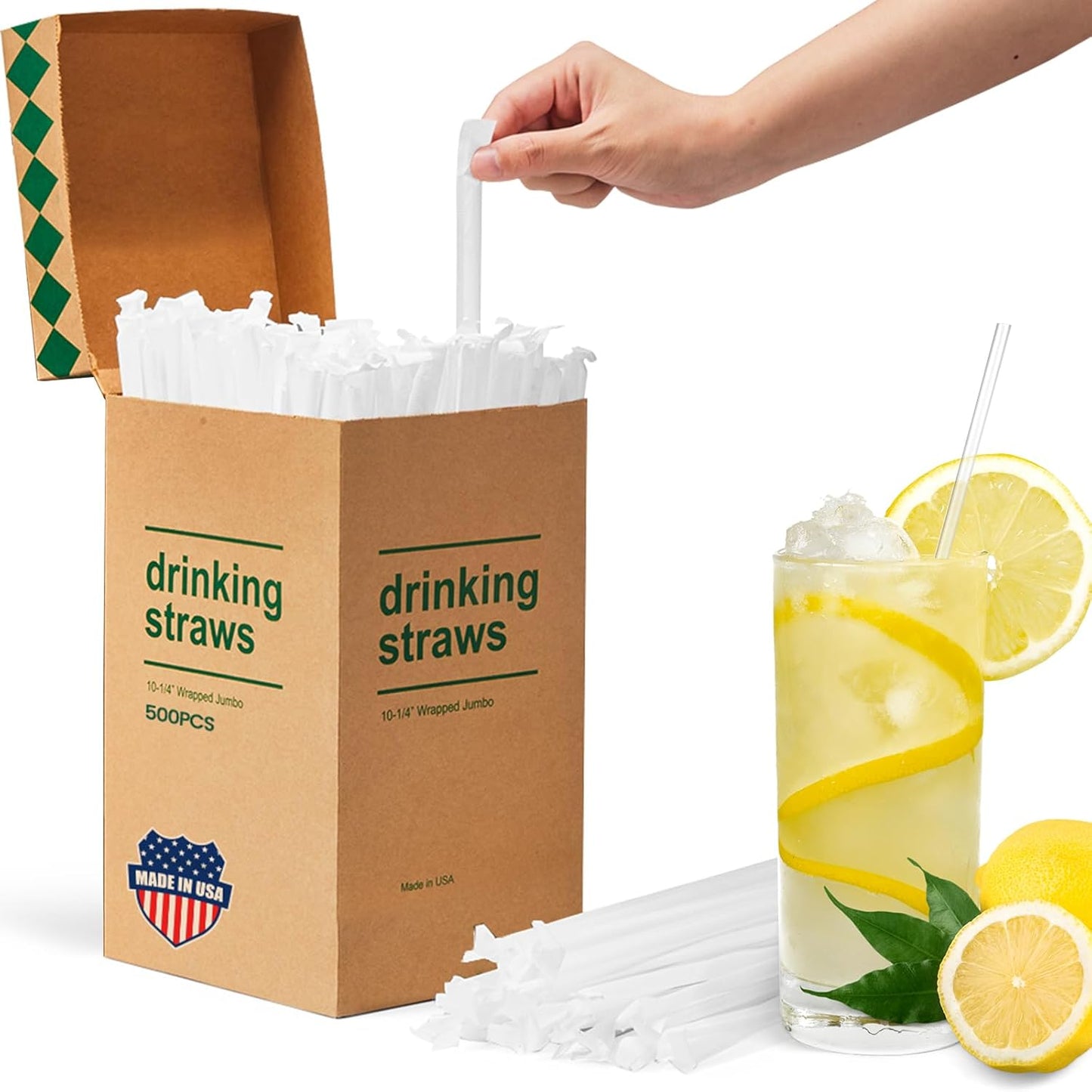 10.2"X0.23” dividually Wrapped Clear Plastic Straws 3000PCS