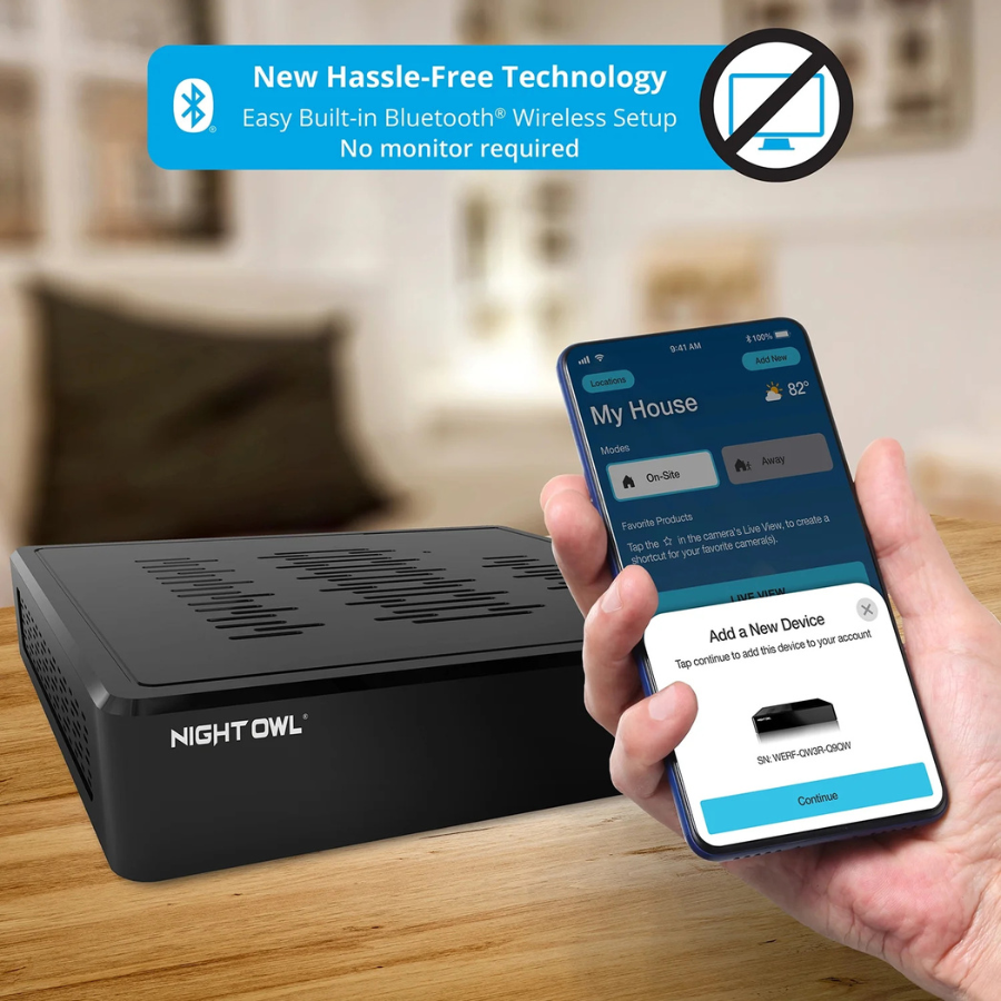 Night Owl (WM-8BBTWN1-32B) 10 Channel 4K Wi-Fi NVR with 1TB Hard Drive and 3 Wire Free (Battery) (NEW)