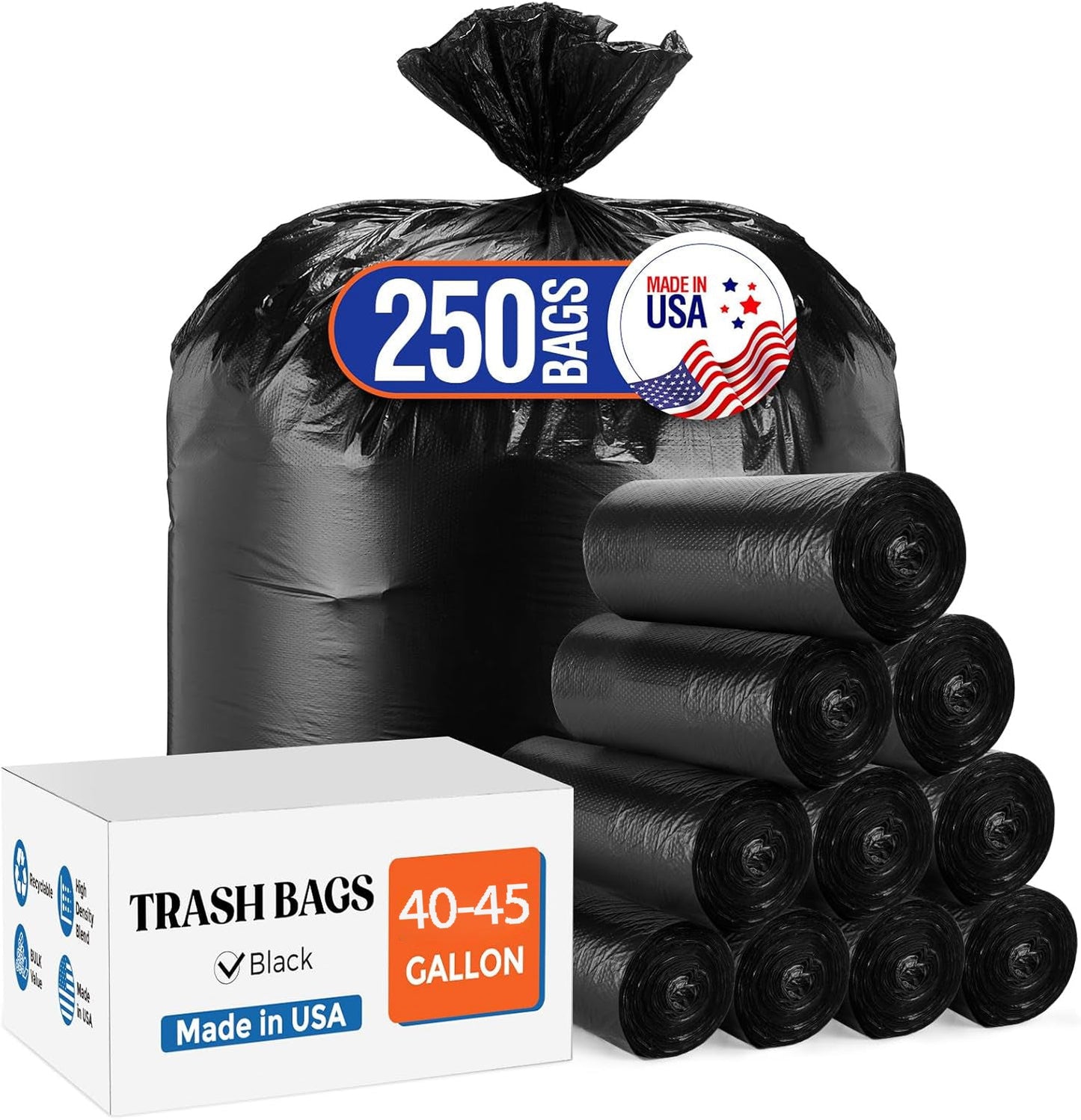 40-45 Gallon Trash Bags | 250 Count Wholesale