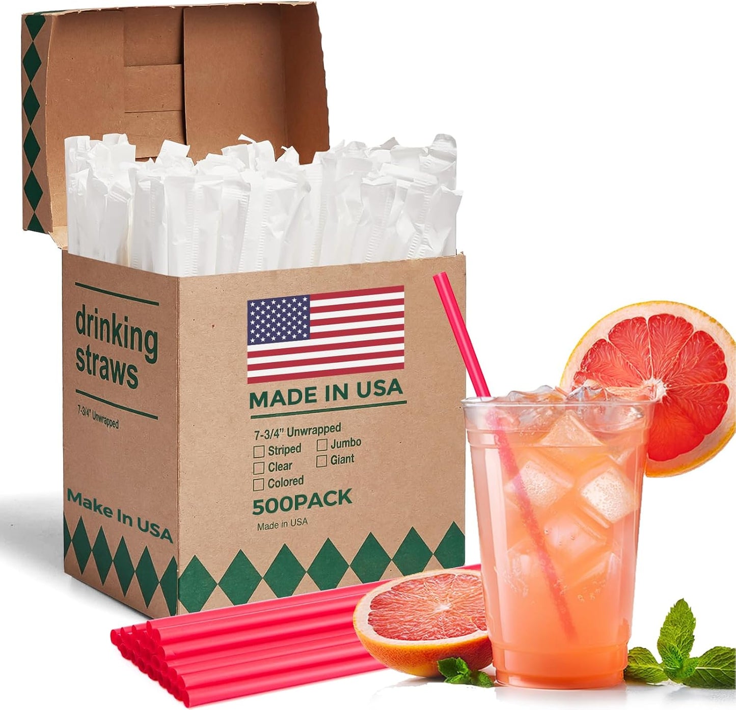 7.75"X0.24“ dividually Wrapped Plastic Straws | 3000 Pack Wholesale