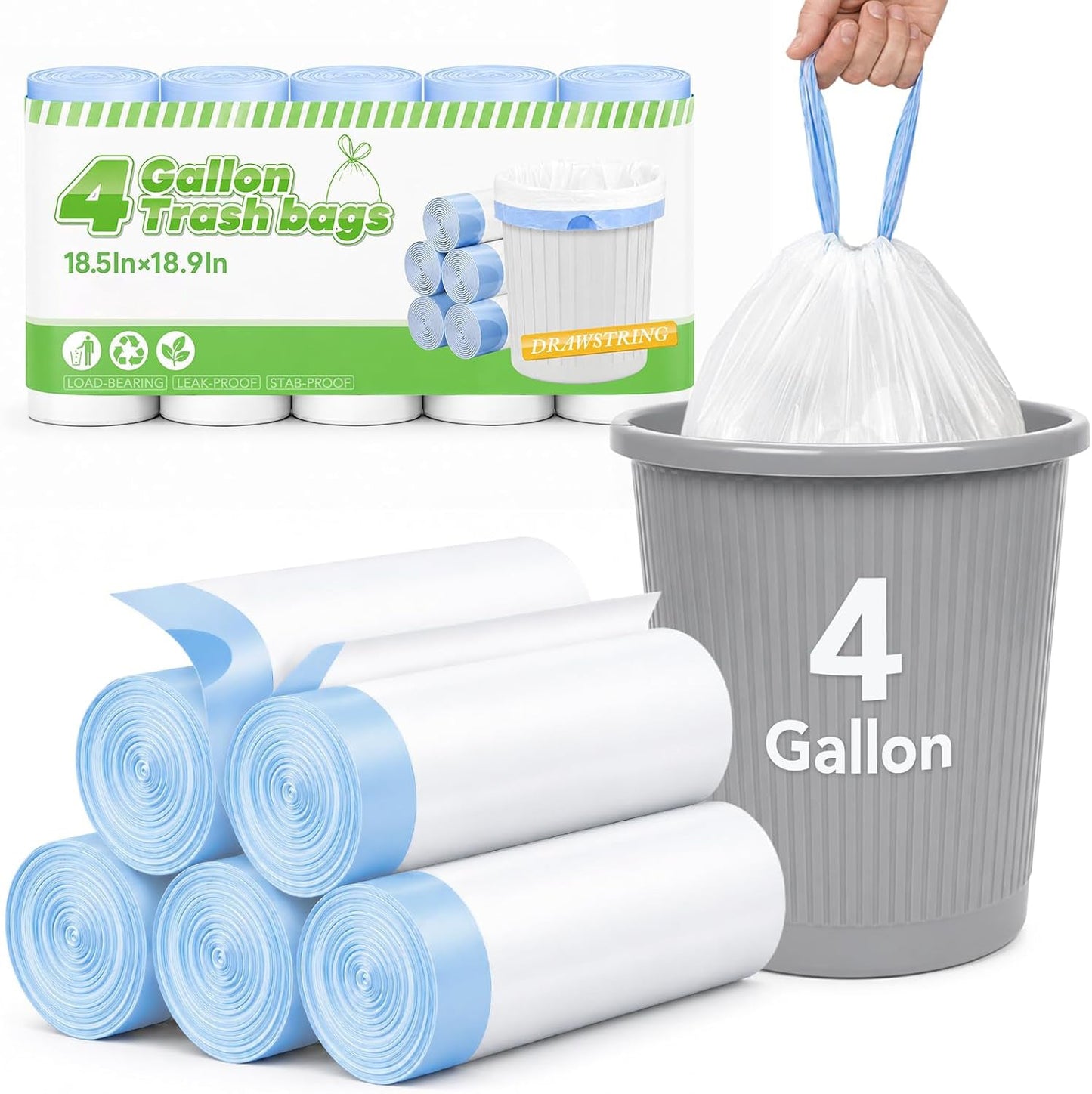 4 Gallon Trash Bags 1600 Count 0.4Mil With Drawstring Wholesale