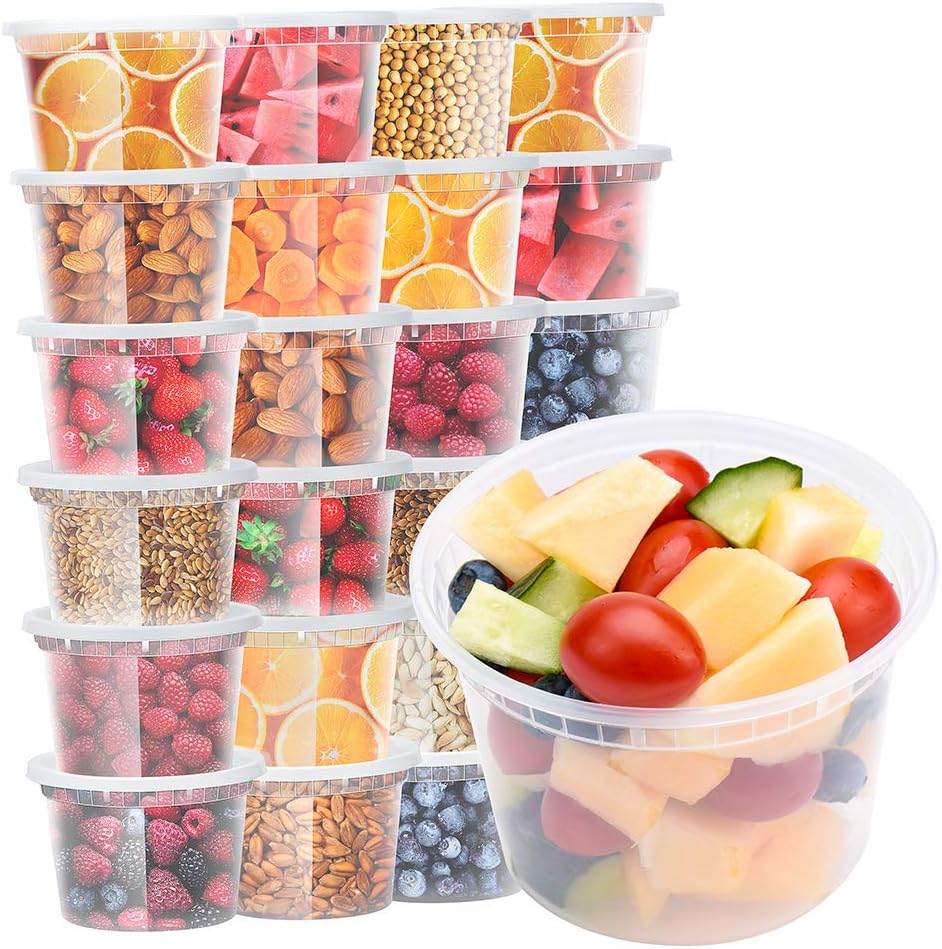 48 Pack 16OZ Plastic Food and Drink Storage Containers Set with Lids Wholesale