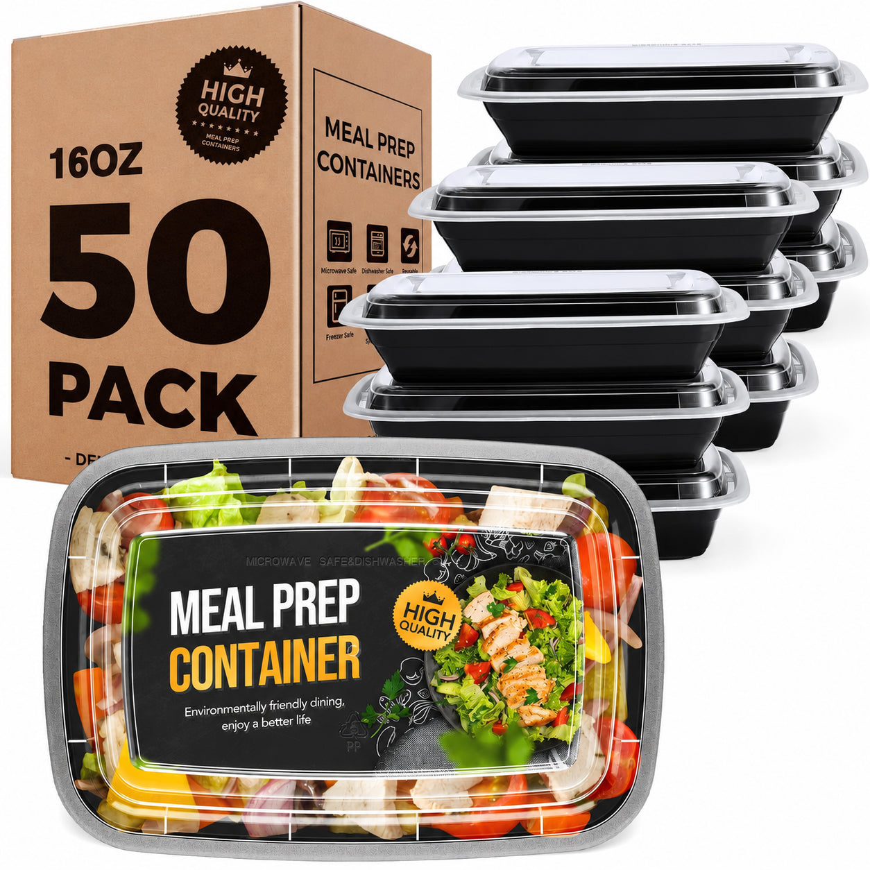 50 Pack 16OZ Meal Prep Containers Wholesale