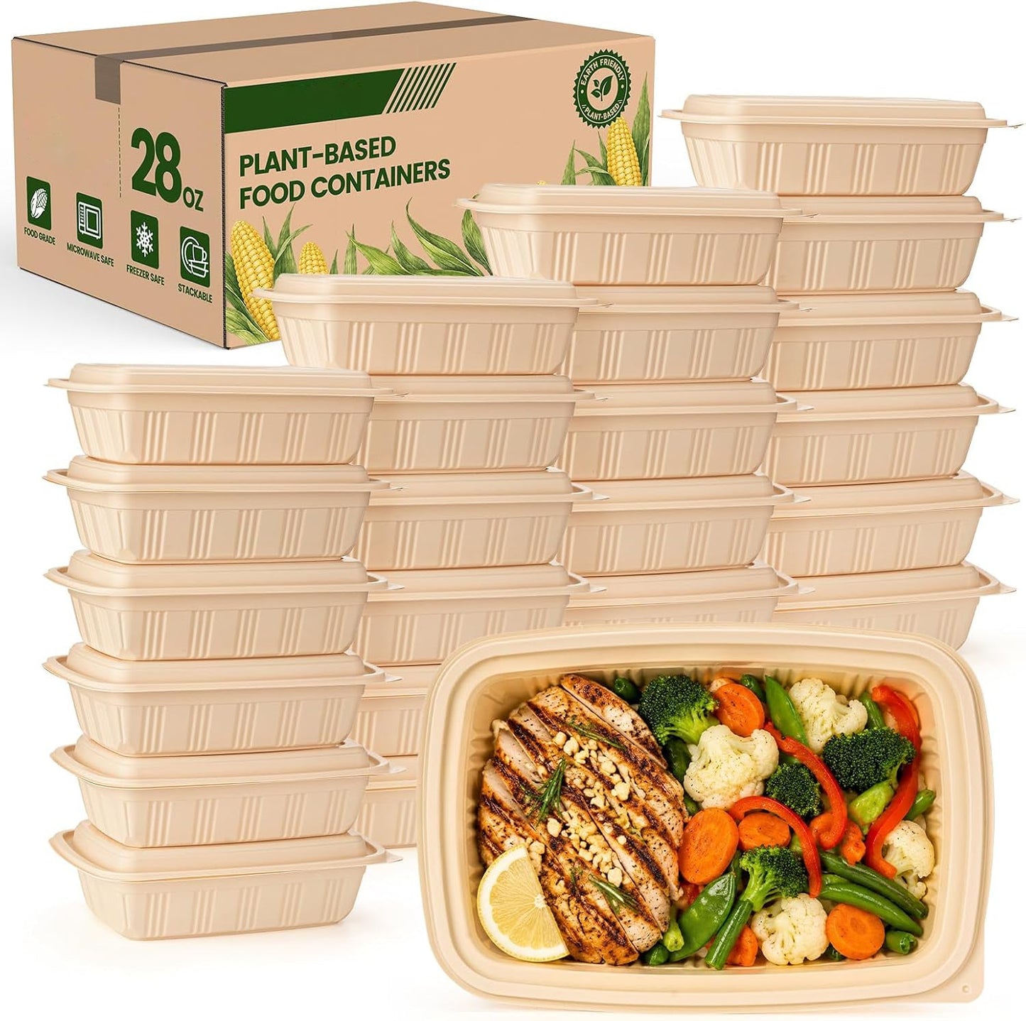 200 Pack 28OZ Cornstarch Meal Prep Containers Wholesale