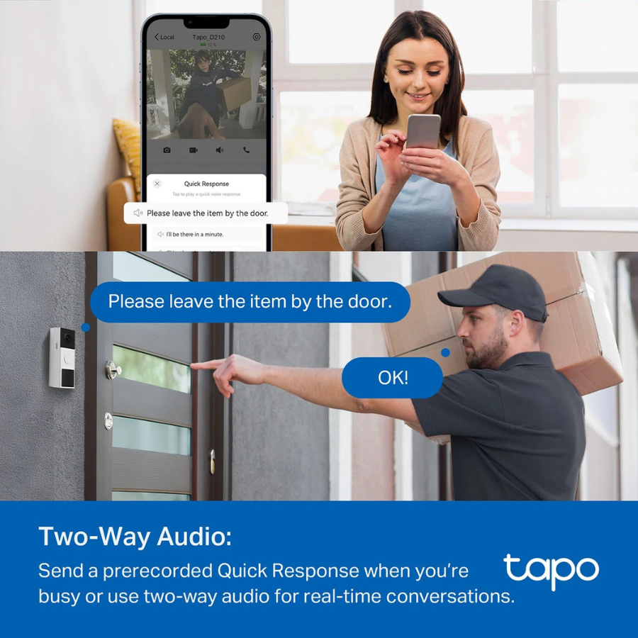 TP-Link Tapo (TD21) Wireless Smart Video Doorbell White (NEW)