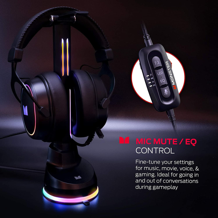 Monster Digital Alpha 7.1 RGB Illuminated Gaming Headset Black (NEW)