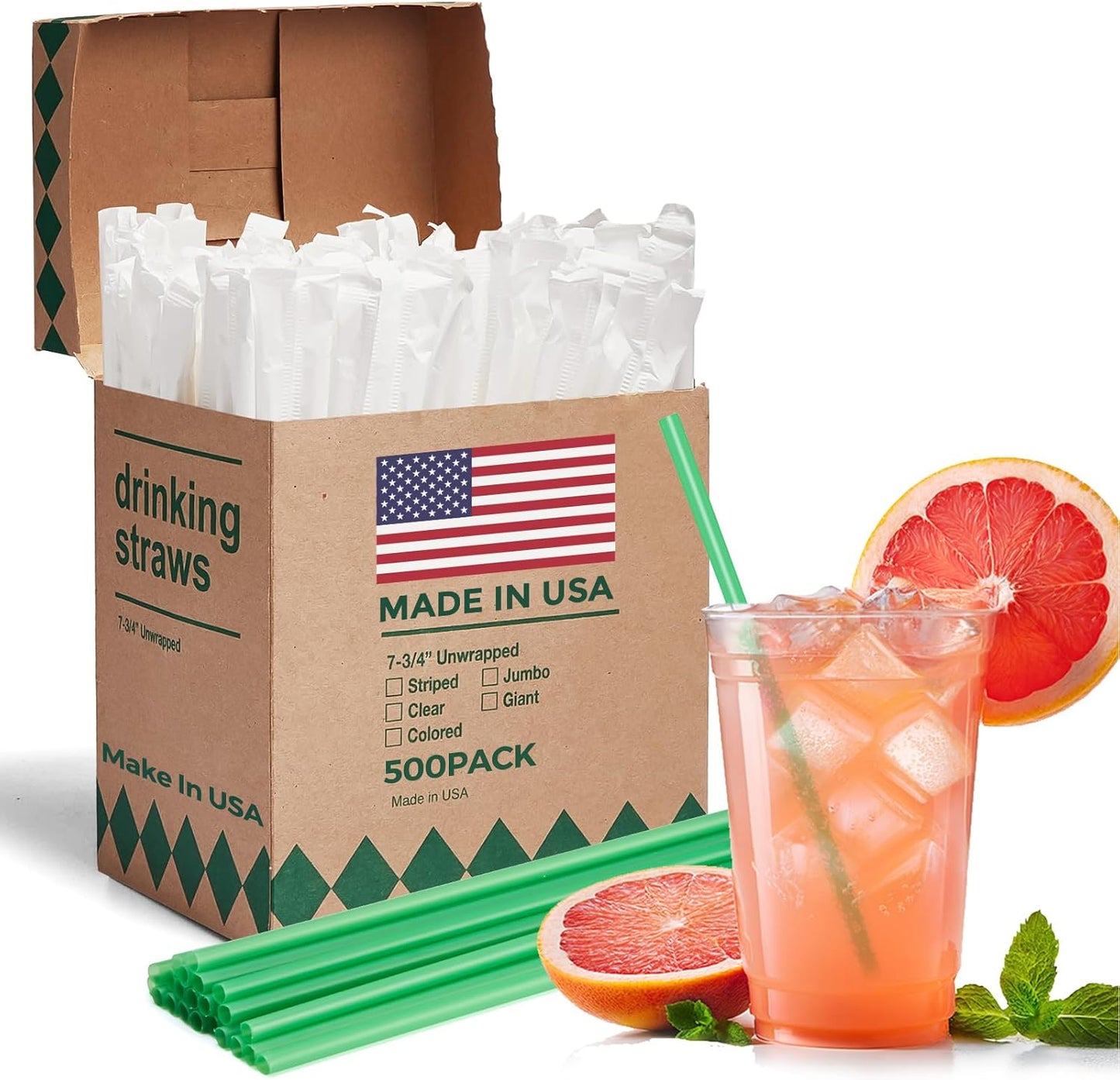 7.75"X0.24“ dividually Wrapped Plastic Straws | 3000 Pack Wholesale