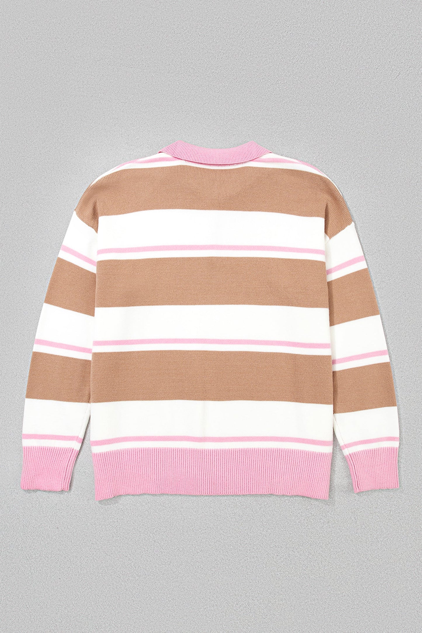 Stripe Colorblock V-Neck Long Sleeve Tunic Sweater