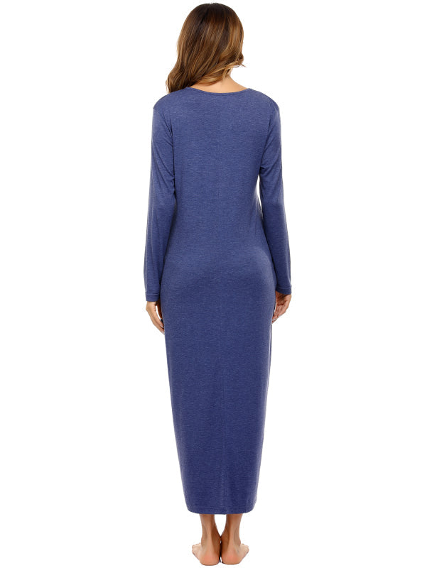 Ladies V-Neck Long Sleeve Nightdress