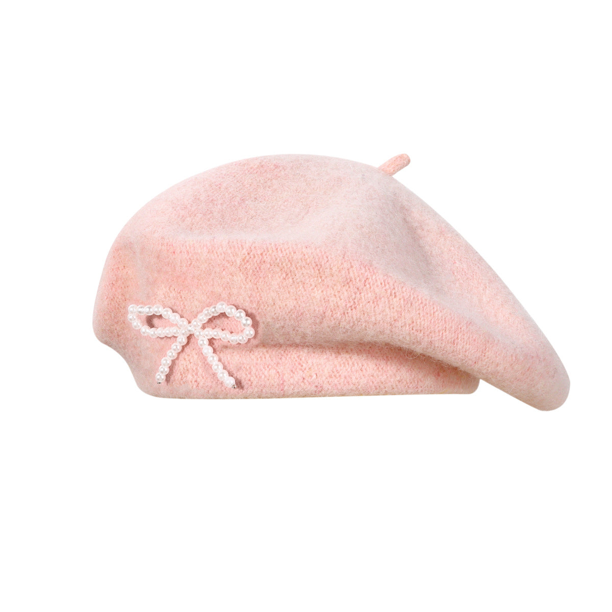 Pearl Bow Wool Breathable Beret