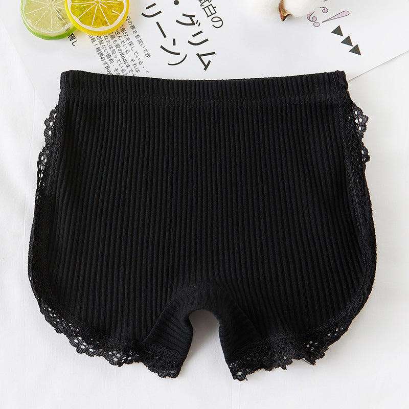 Anti-Exposure Crotch-Lined Pure Cotton Lace Summer Girls Safety Pants
