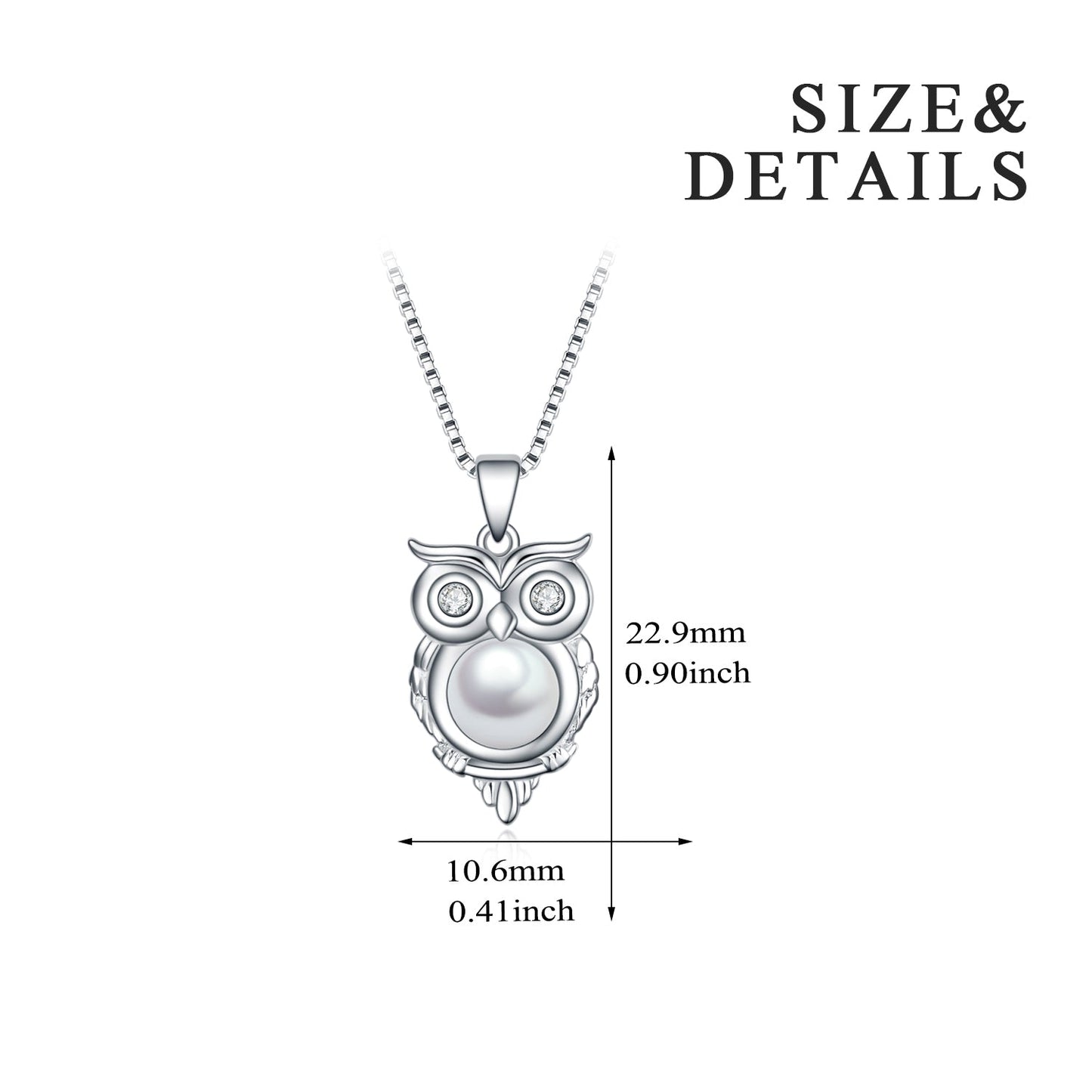Sterling Silver Owl on The Branch Pendant Elegant Pearl  Wisdom  Necklace