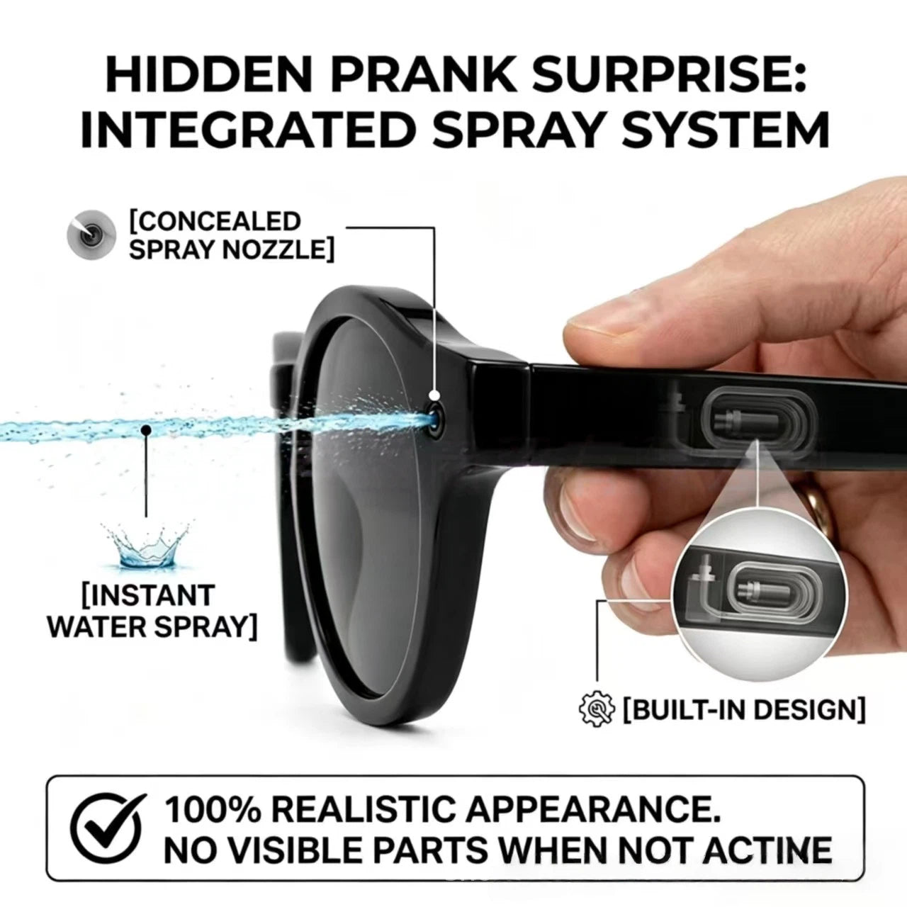 Water-Spraying Goggles Prank Hidden Spray Sunglasses