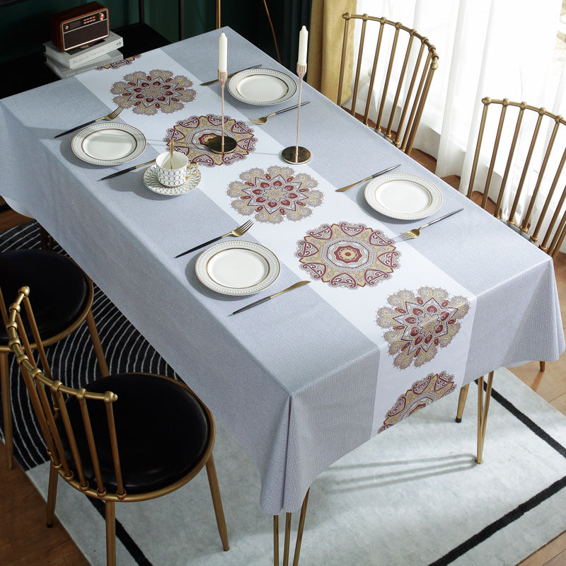 Printed Check Thickened Round Table Wash Free