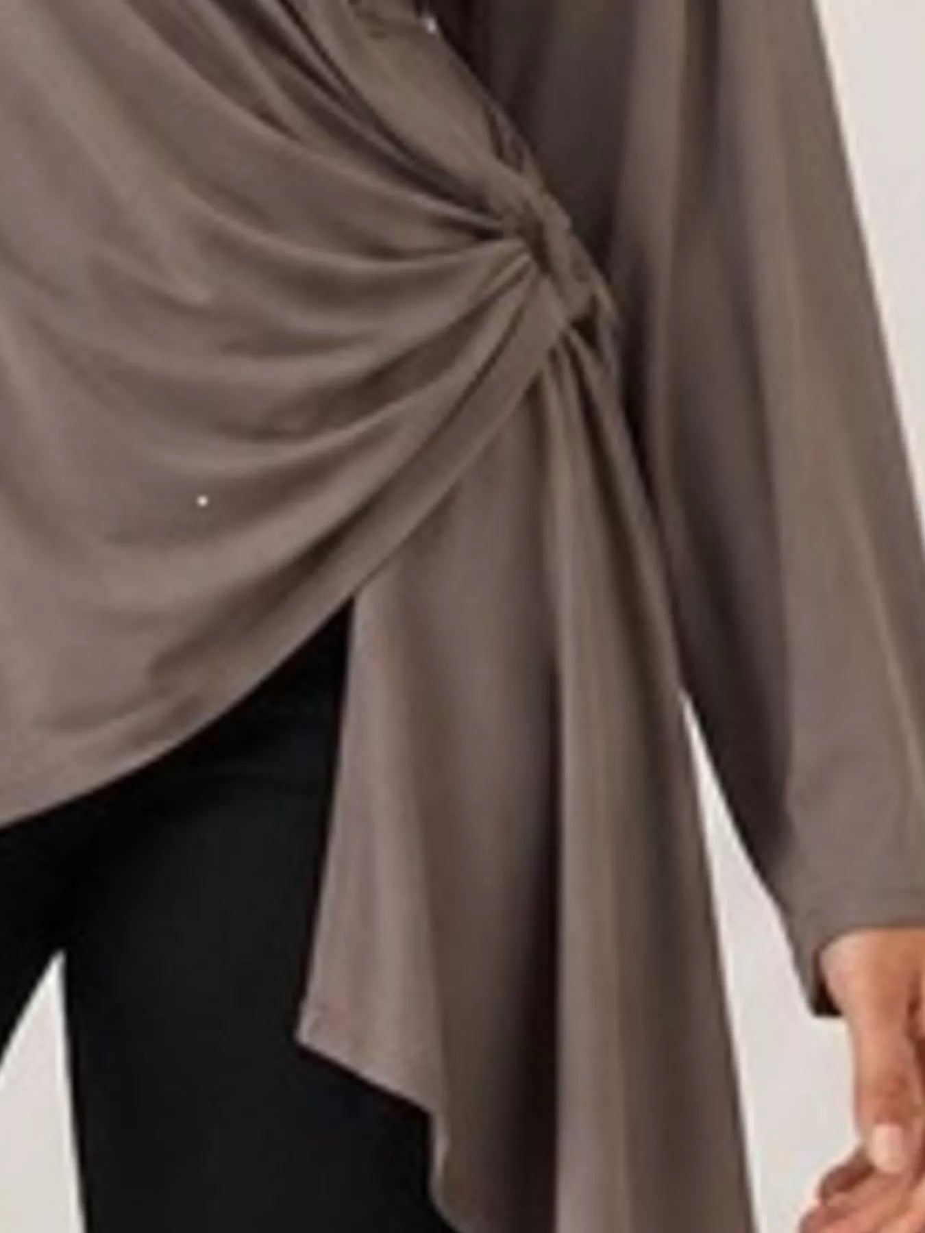 Long Sleeve Wrap T-Shirt with Side Knot Detail
