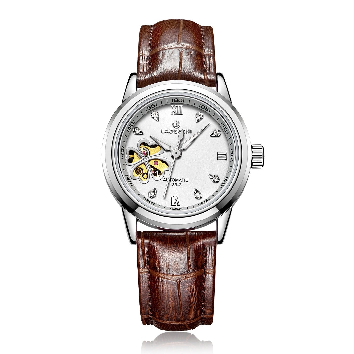LAOGESH Women's Fully Automatic Mechanical Watch Fashion Hot Selling Night Glow Genuine Leather Steel Band Couple Watch