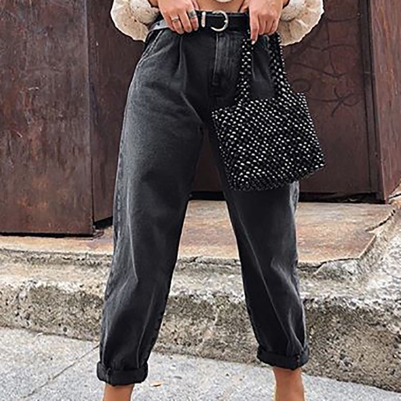 High waist harem denim trousers