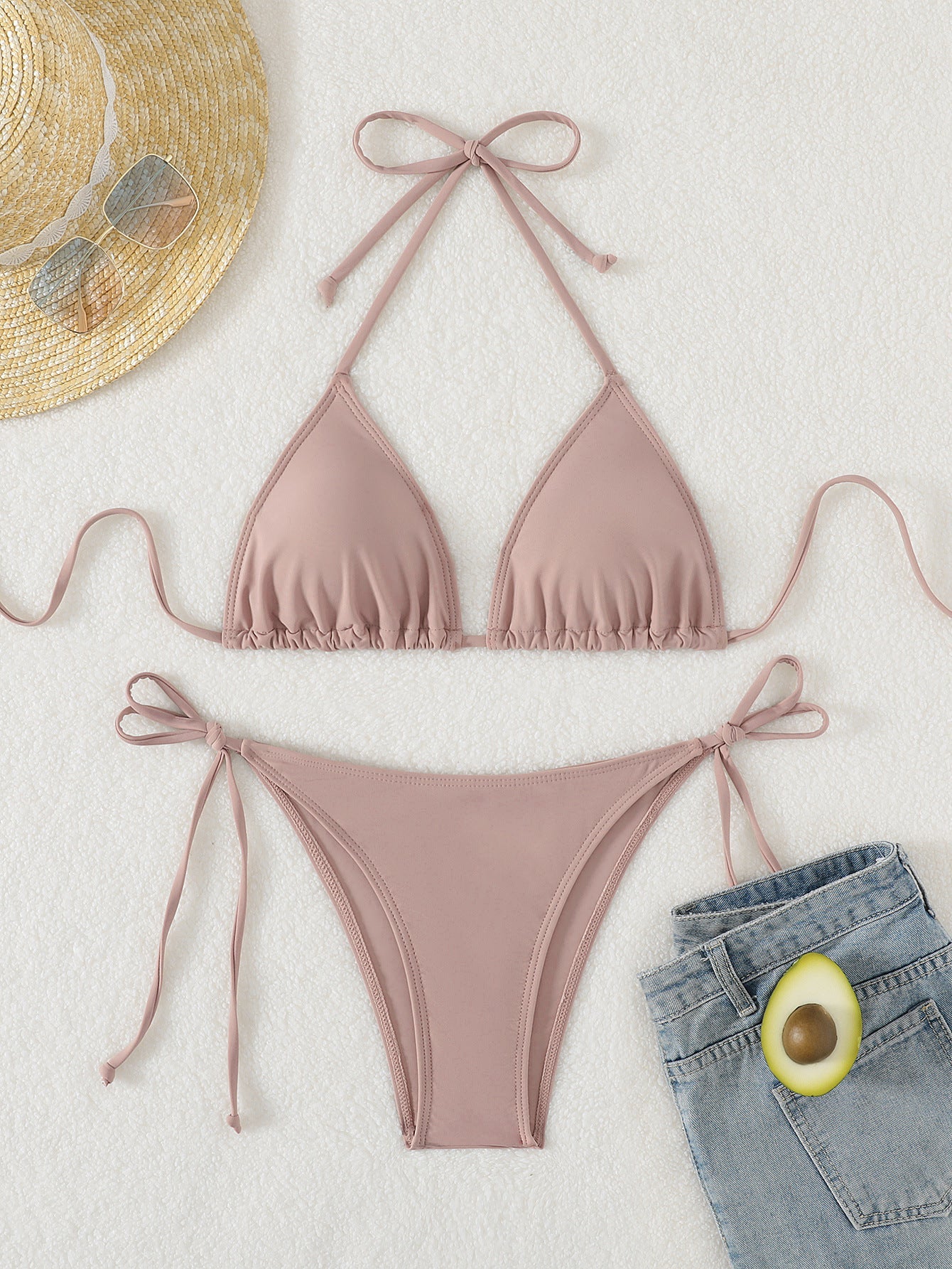 Swimwear Women Bandage Women Triangle Bathing Suits 2 Pieces Bikini Bowknot Swimsuit Bikini Set Swimwear Bikini Sets Bikinis Bathing Suit Push Up Swimsuit Summer Beachwear