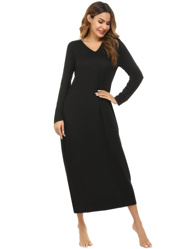 Ladies V-Neck Long Sleeve Nightdress