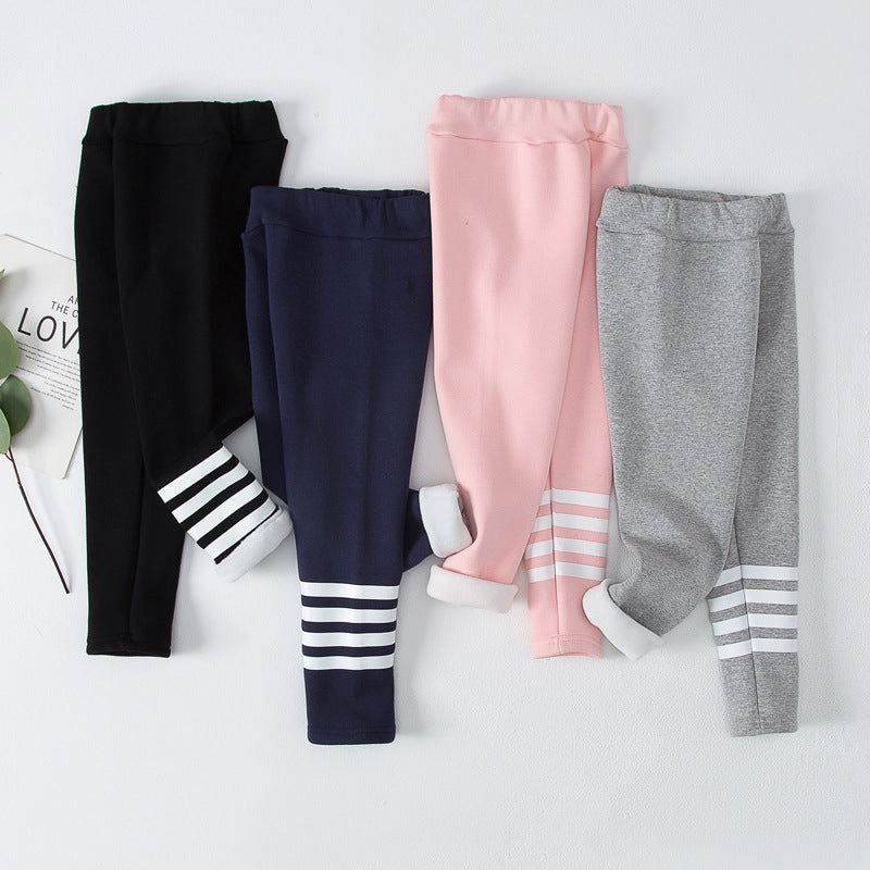 Winter Fleece-lined Thickened Leggings For Girls