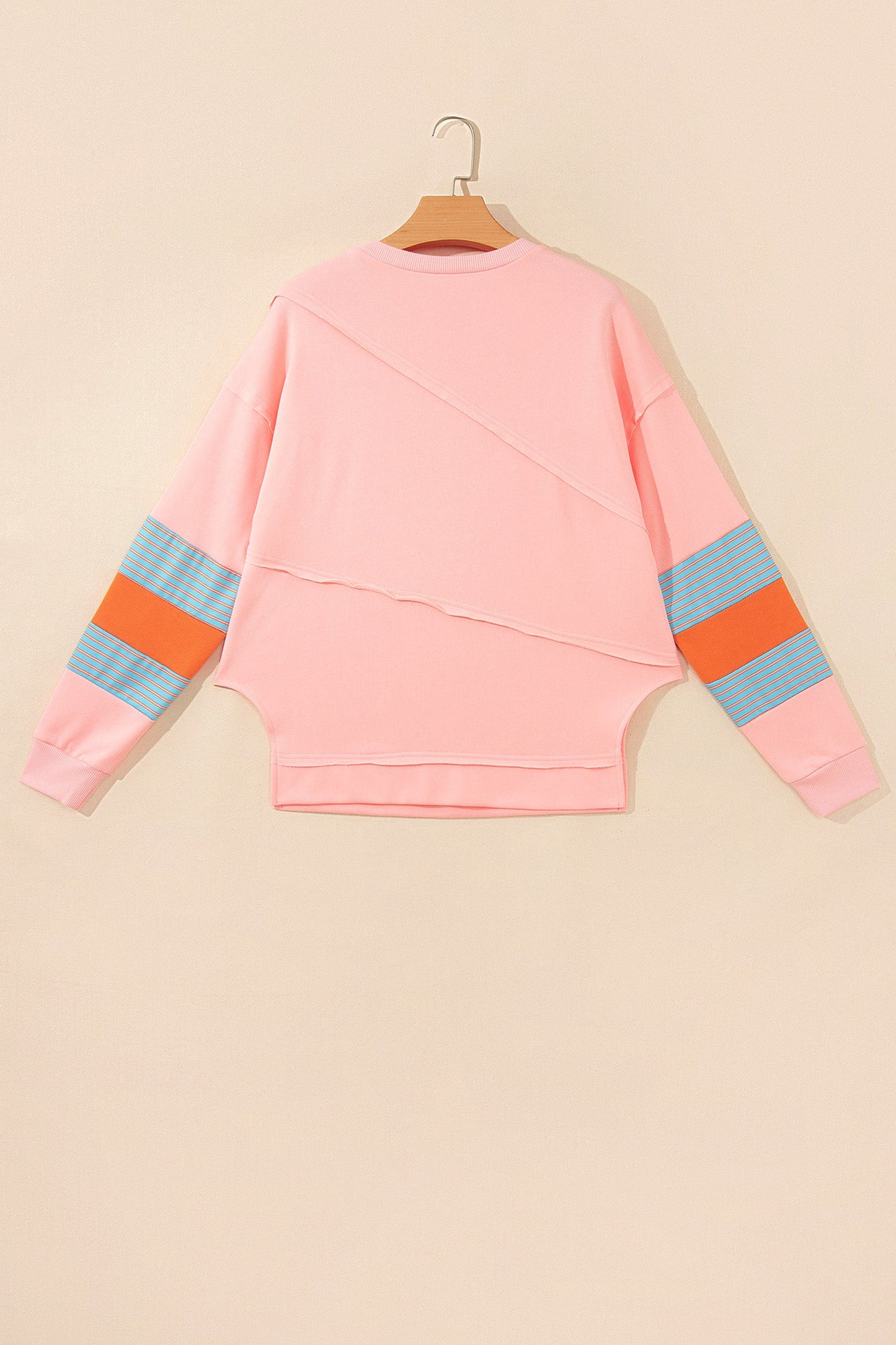 Striped Colorblock Patchwork Long Sleeve Blouse