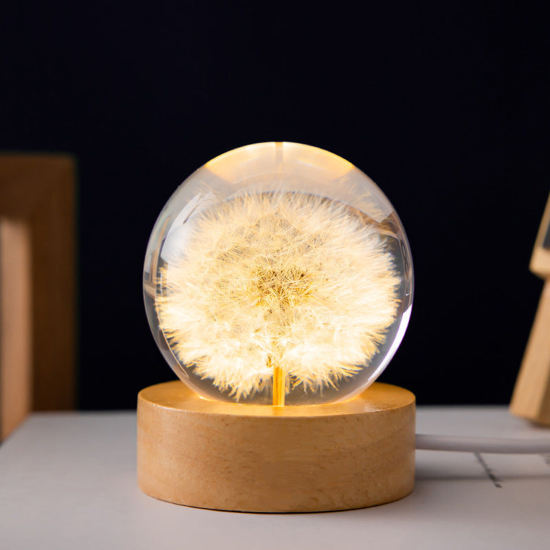 Crystal Ball Eternal Flower Gift Wooden Music Box