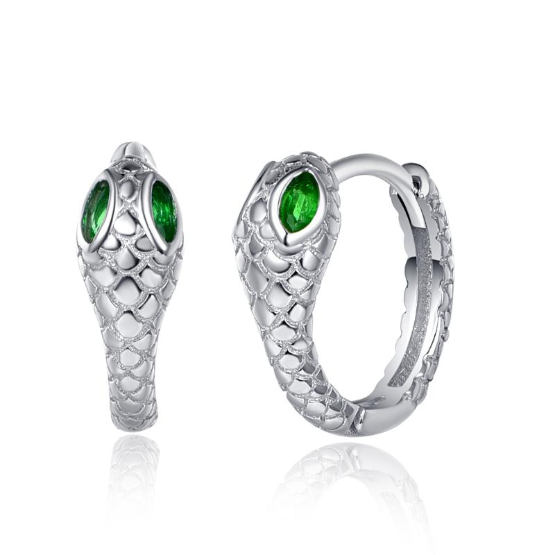 925 Sterling Silver Huggie Hoops Snake Hypoallergenic Earrings for Sensitive Ears