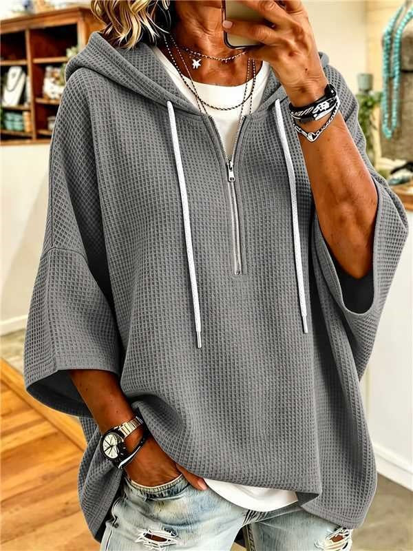 2026 European And American Women's Clothing Amazon Independent Station Knitted New Hooded Sweater Loose Casual Zipper