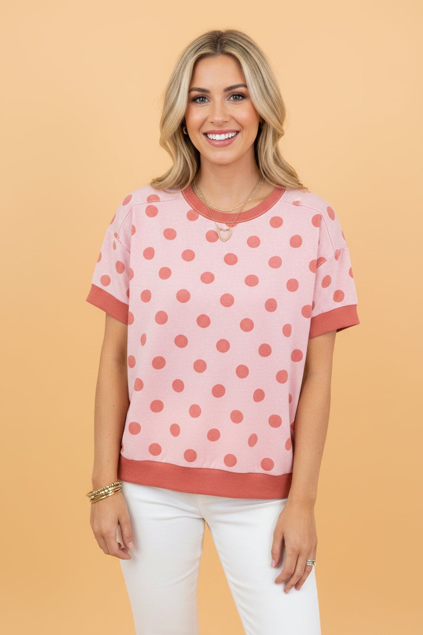 Colorblock Polka Dot Short Sleeve Tee