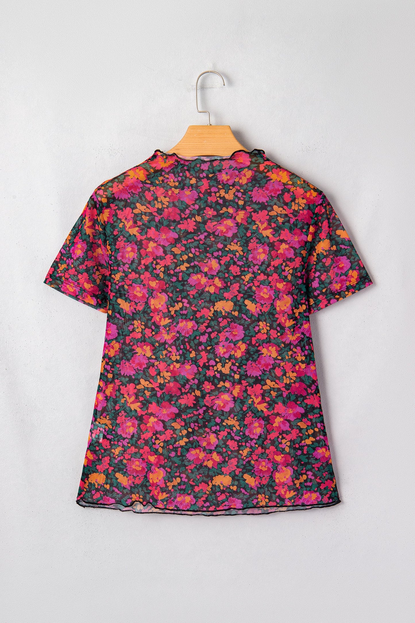 Floral Mesh Short Sleeve Top