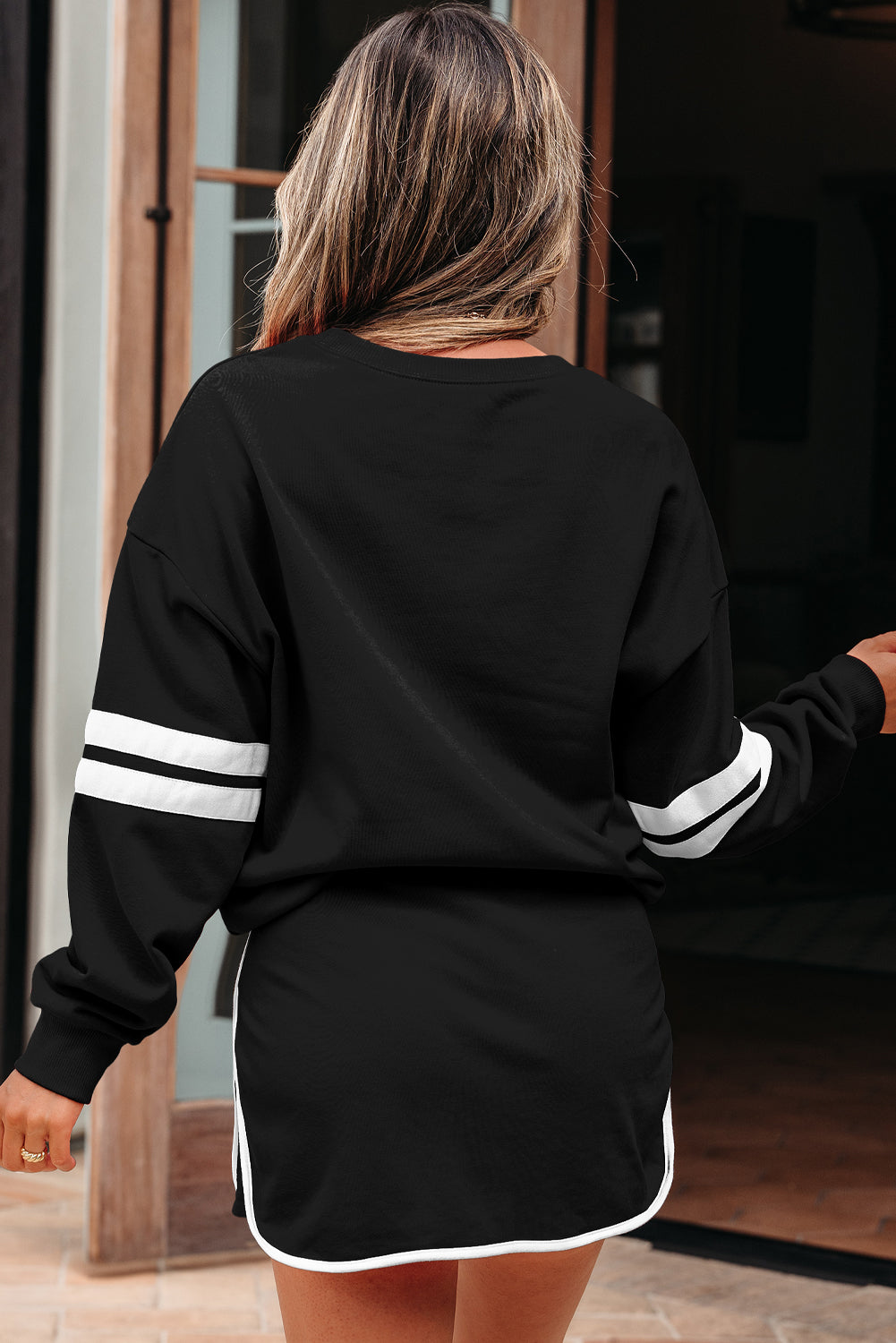 Varsity Stripe Pullover and Mini Skirt Set